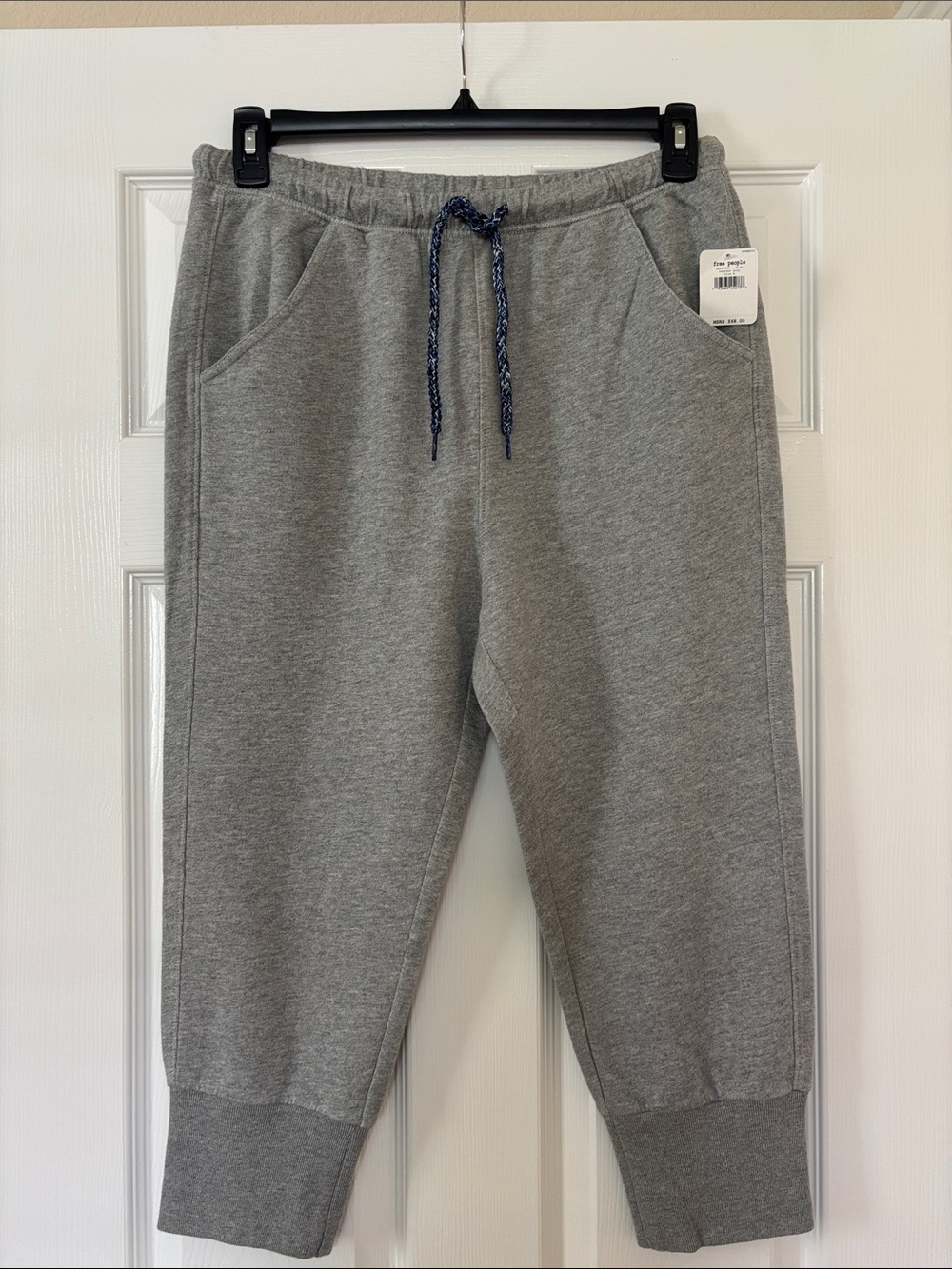 Free People Women Gray Drawstring Crop/ Ankle Jogger Pants